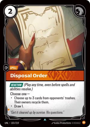 Disposal Order UNL-103/219