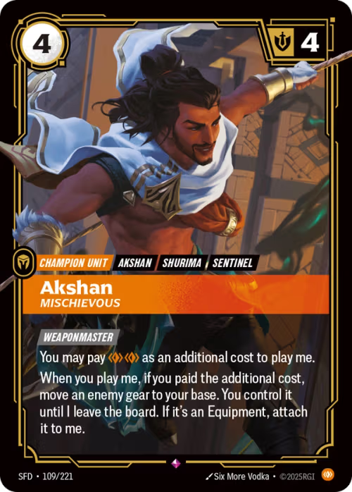 Akshan, Mischievous SFD-109/221