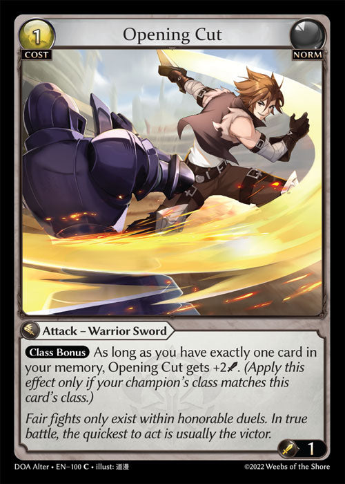 DOA Alter-100 Opening Cut